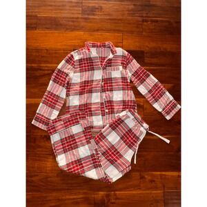 Love by Gap Plaid Pajama Set Women's Size S Red White Green Button Up Pants
